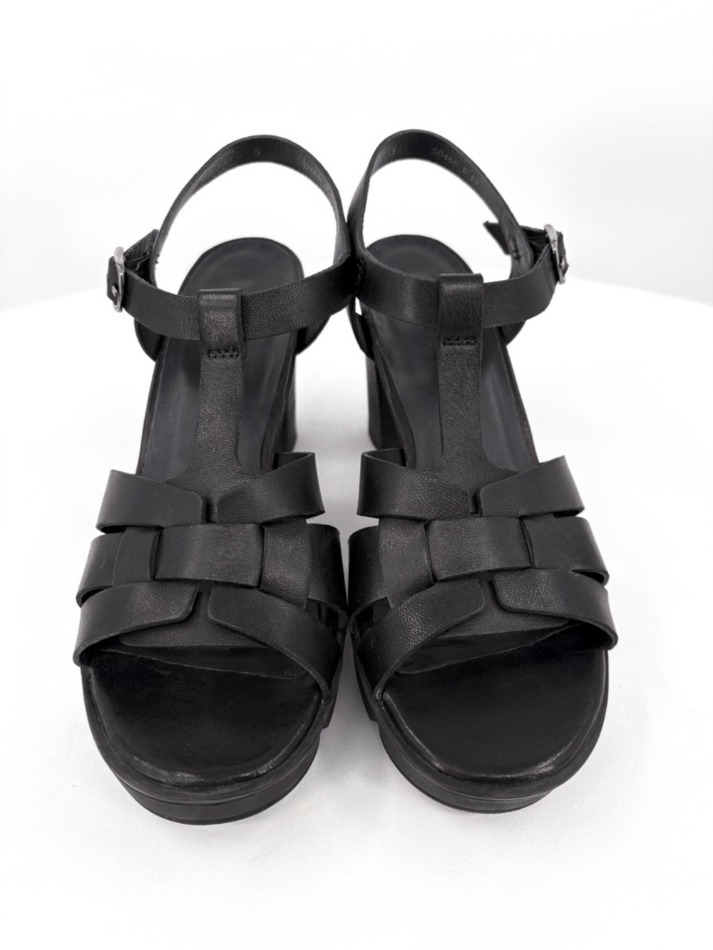PAUL GREEN Raven Platform Sandal in Black Leather 7.5 - Picture 3 of 14